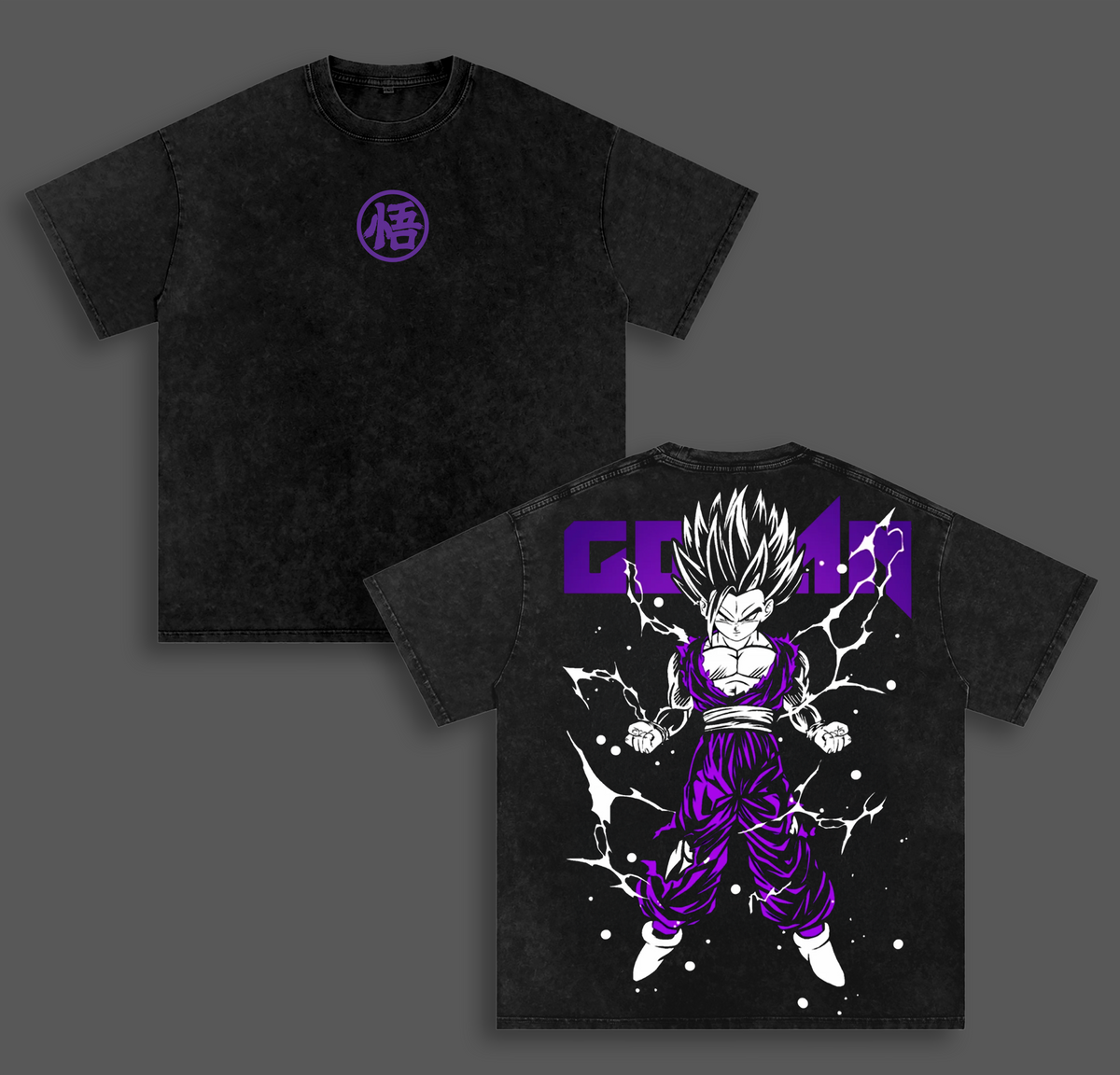 Gohan Super Saiyan 2 DBZ Vintage Washed Oversized Graphic Tee