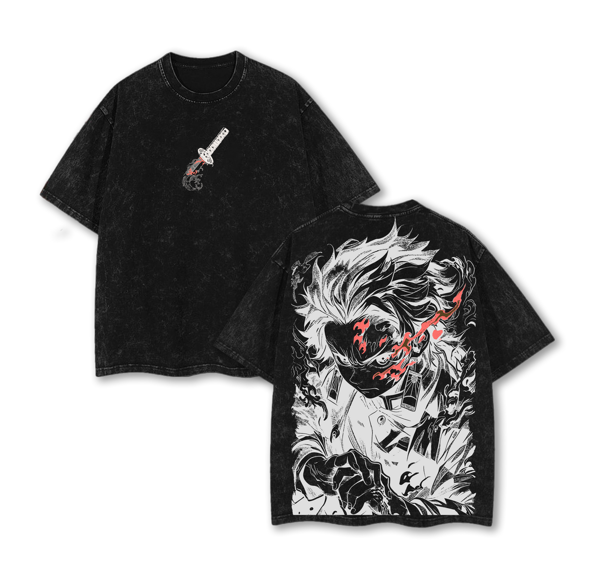 Tanjiro Tee - Demon Slayer Kimetsu no Yaiba T-Shirt Acid Wash