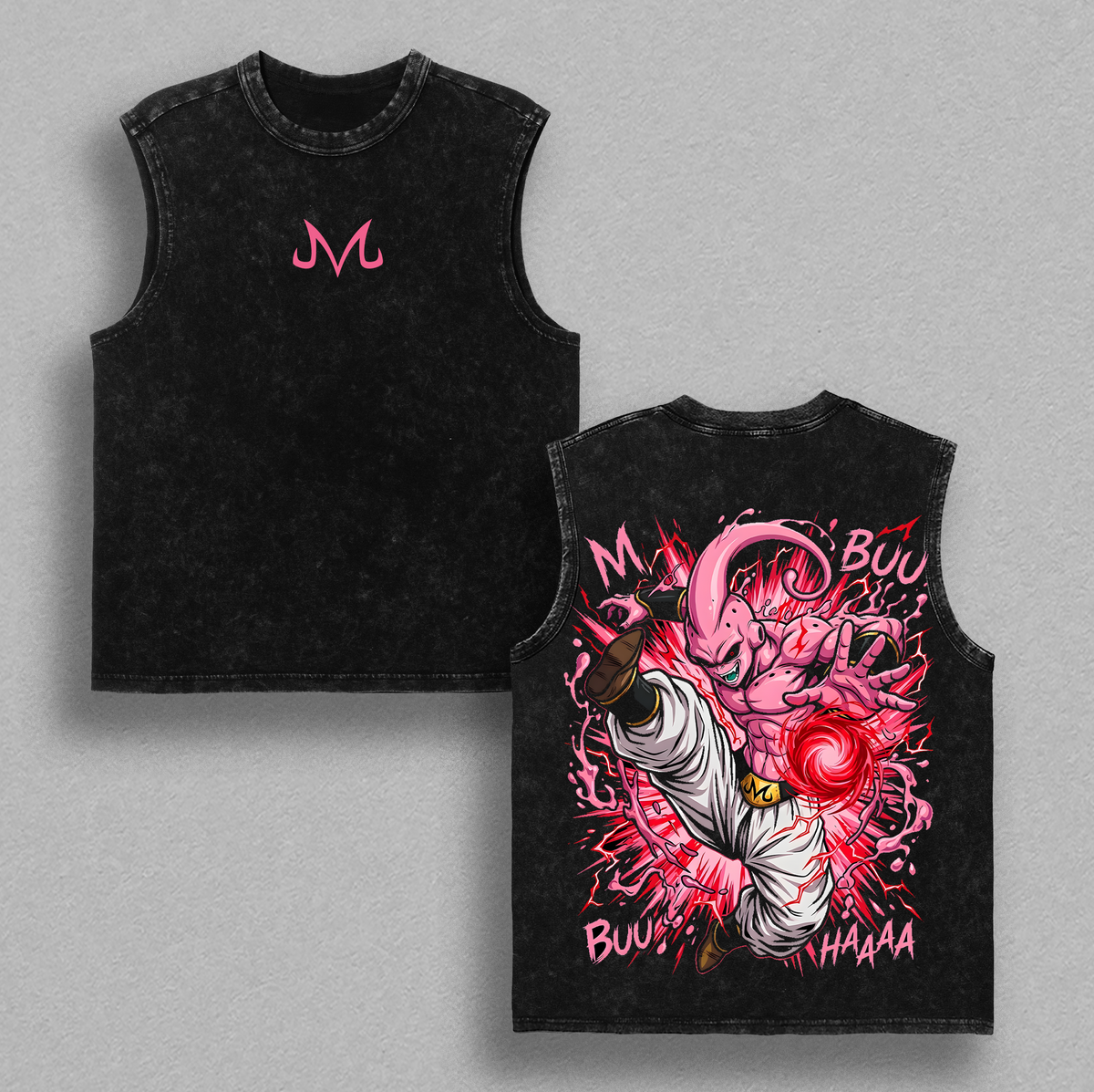 Majin Buu Monster Graphic T-Shirt - Vintage Washed Oversized Apparel