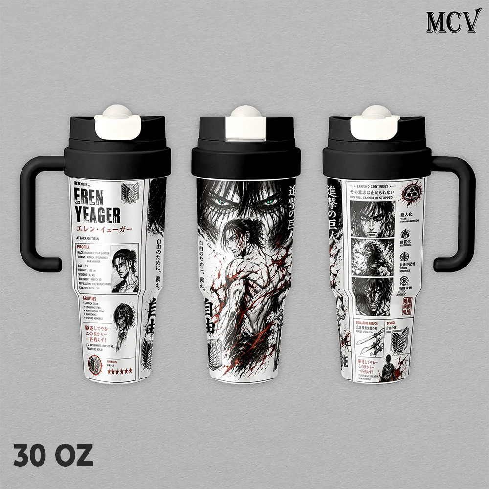 Eren Yeager Attack on Titan Anime Tumbler 17oz 24oz 30oz