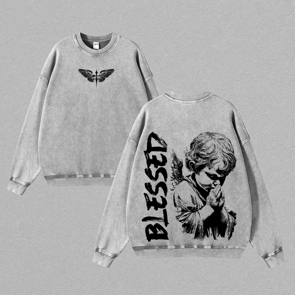 Blessed Angel Praying Cherub Christian Vintage Washed Tee