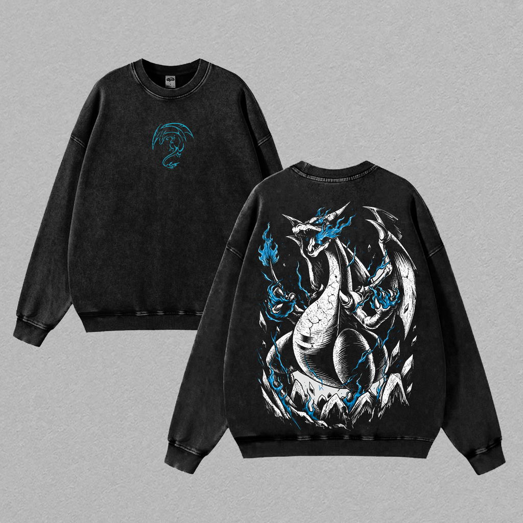 Charizard Pokemon Anime T-Shirt Vintage Acid Wash Oversized Graphic Tee
