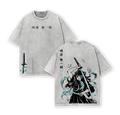 Tokitou Muichirou Mist Breathing Vintage Washed Oversized T-Shirt, Anime Double Printed Heavy Cotton Streetwear Graphic Tee