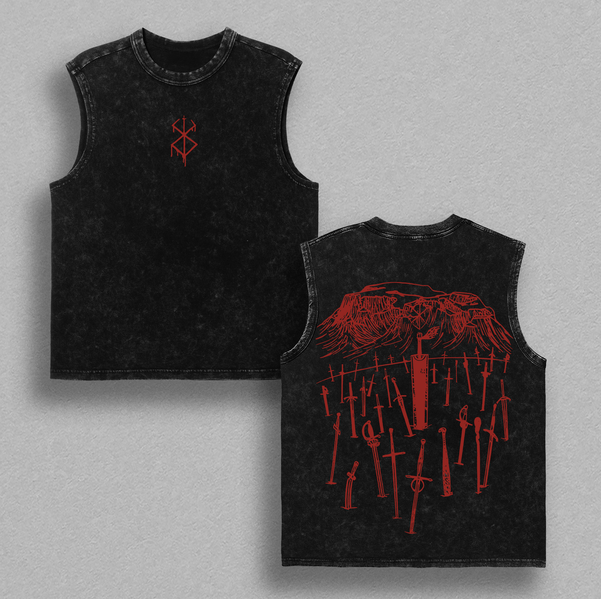 Berserk "Hill Of Swords" Vintage Unisex Oversize Anime Washed Heavyweight Cotton T-shirt, graphic tee,anime merch fan, outfits men,boys merch