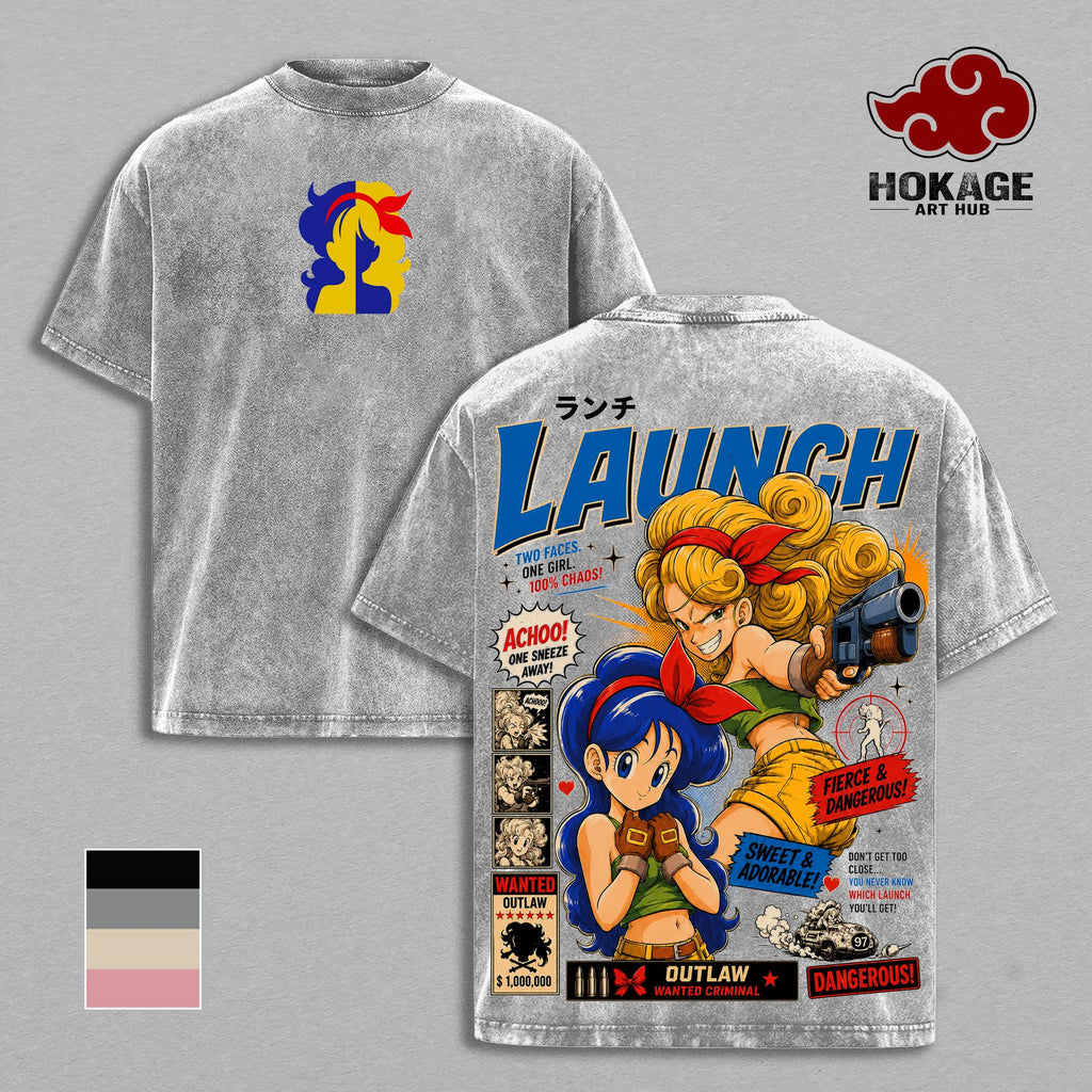 Launchh DBZ Blonde Outlaw Anime Vintage Washed Tee