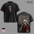 Inuyasha Vintage Washed T-Shirt, Half Demon Anime Graphic Tee, Tessaiga Sword Double Sided Print, Heavyweight Cotton Oversized Manga Streetwear Shirt