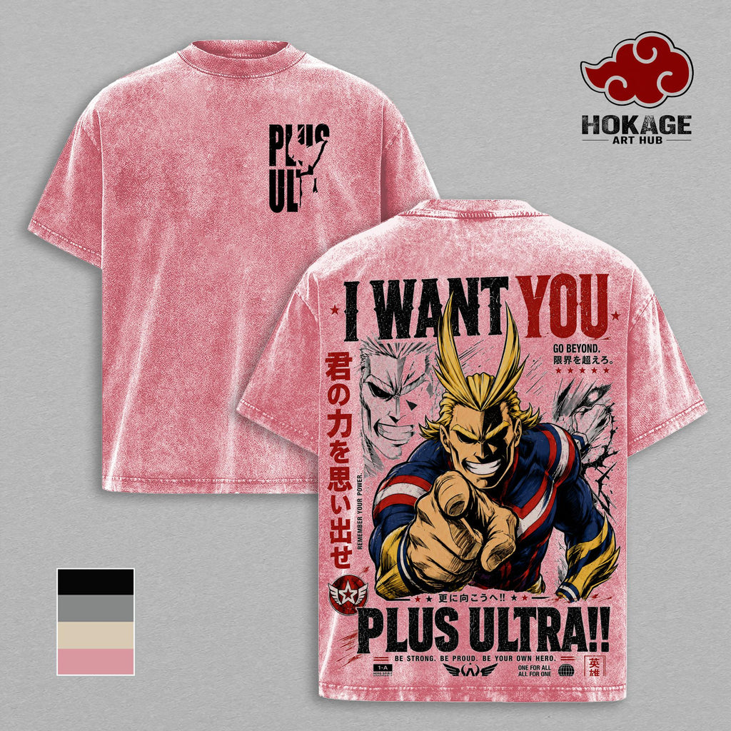 All Might My Hero Academia Plus Ultra Anime Vintage Washed Tee