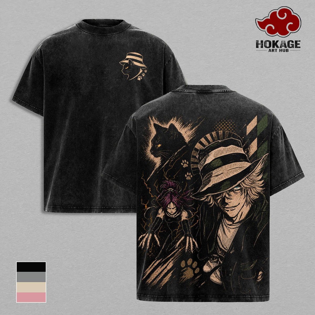 Kisuke Urahara & Yoruichi Shihoin Bleach Anime Vintage Washed Tee