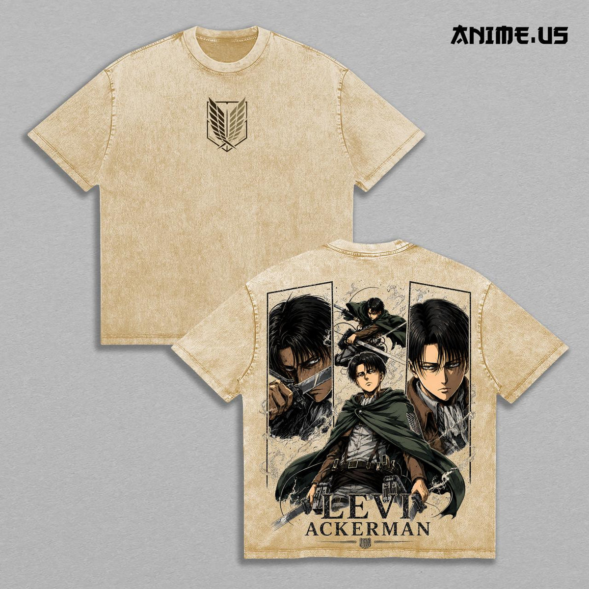 Levi Ackerman Attack on Titan Scout Regiment Anime Vintage Washed Tee