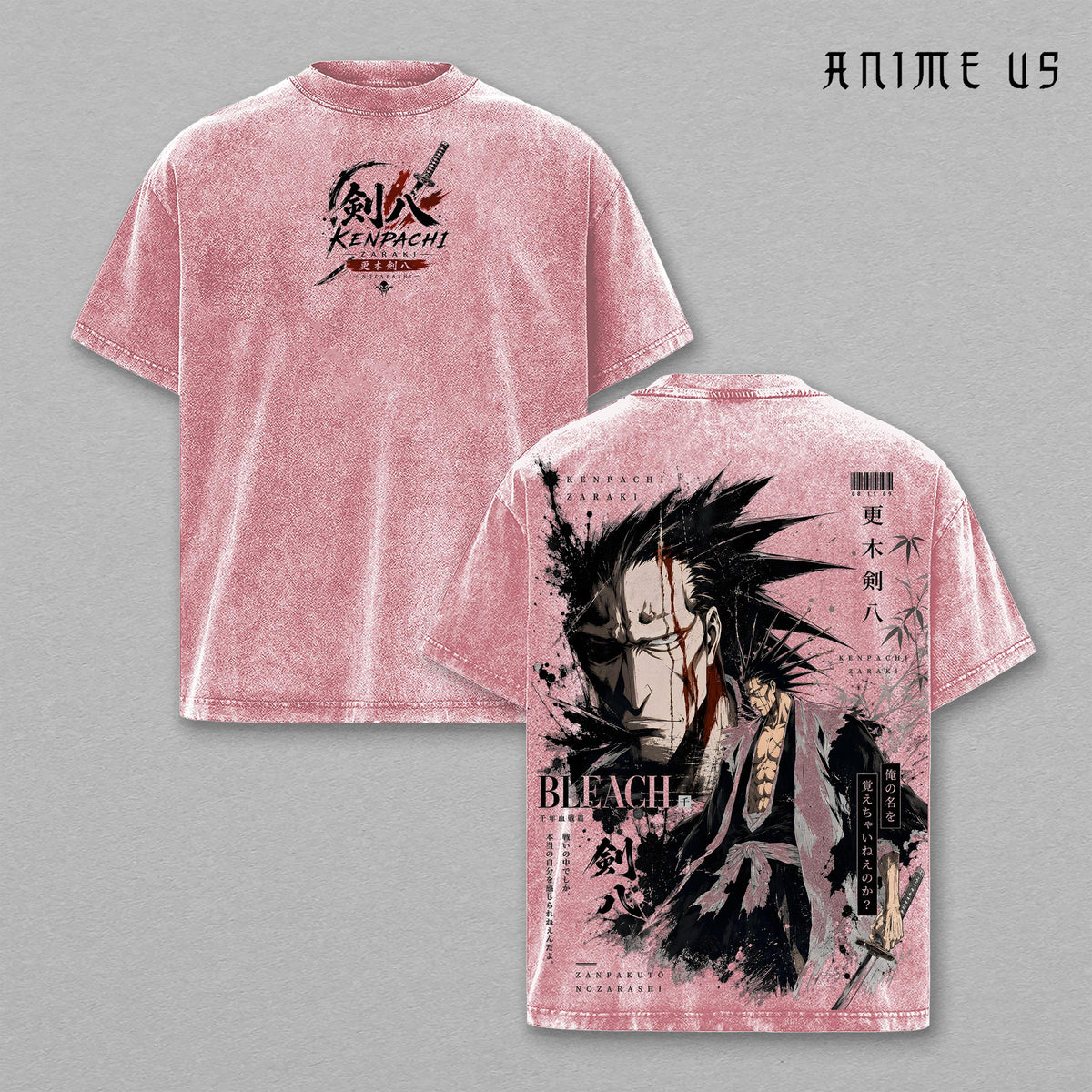 Kenpachi Zaraki Thousand-Year Blood War Bleach Shirt Nozarashi Zanpakuto Vintage Washed Anime Tee Soul Reaper Captain Graphic Shirt