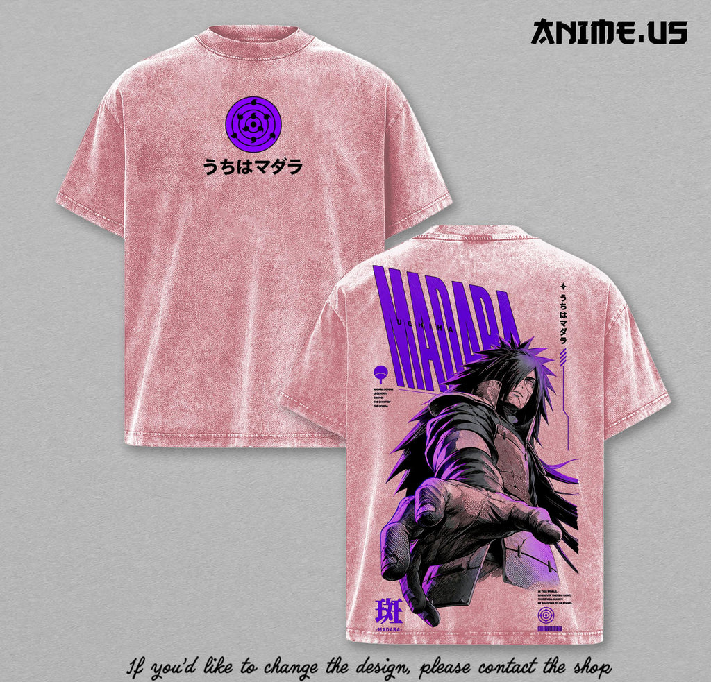 Madara Uchiha Master of the Rinnegan Naruto Anime Vintage Washed Oversized Graphic Tee Legendary Shinobi Streetwear Heavy Cotton Shirt