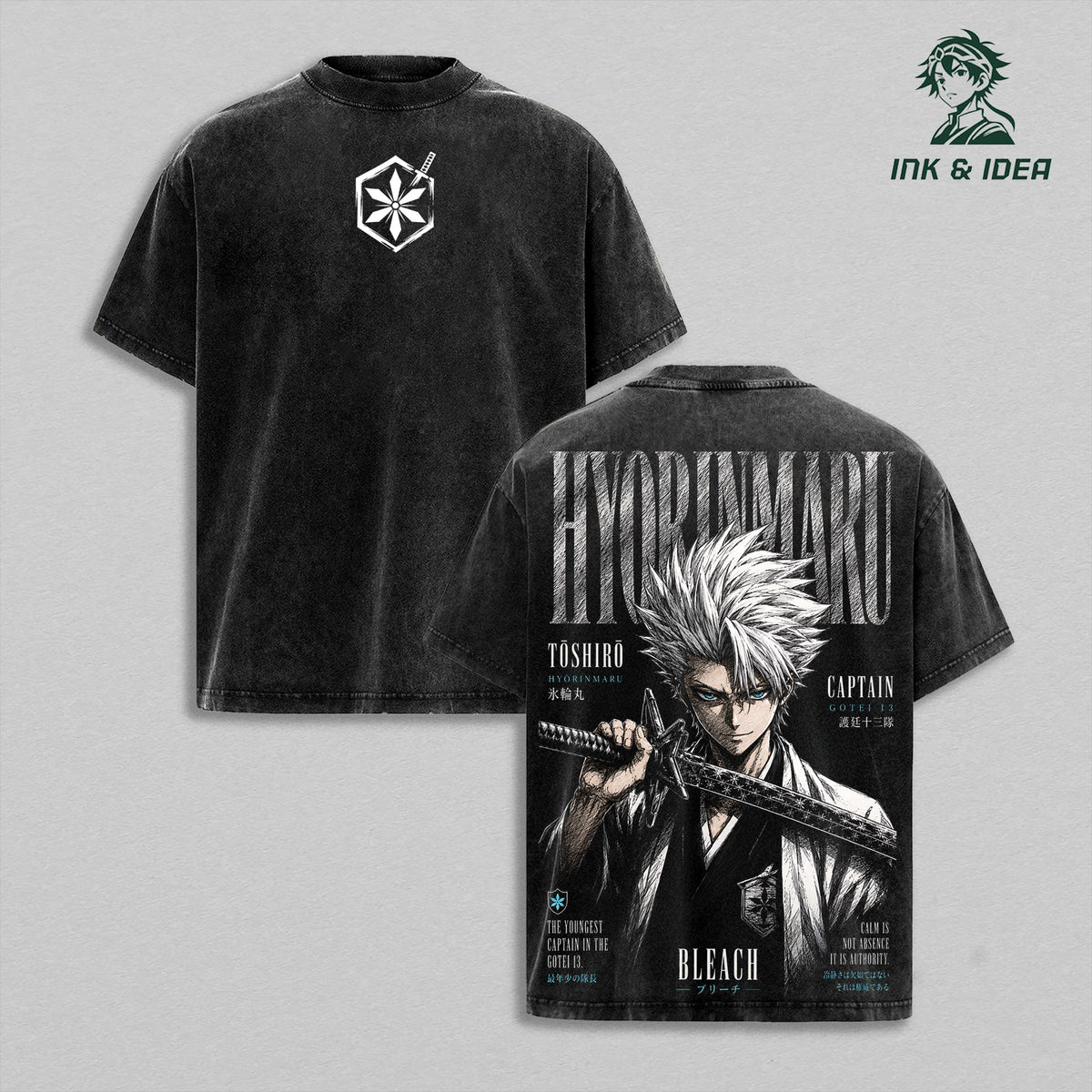 Toshiro Hitsugaya Bleach Hyorinmaru Anime Vintage Washed Tee