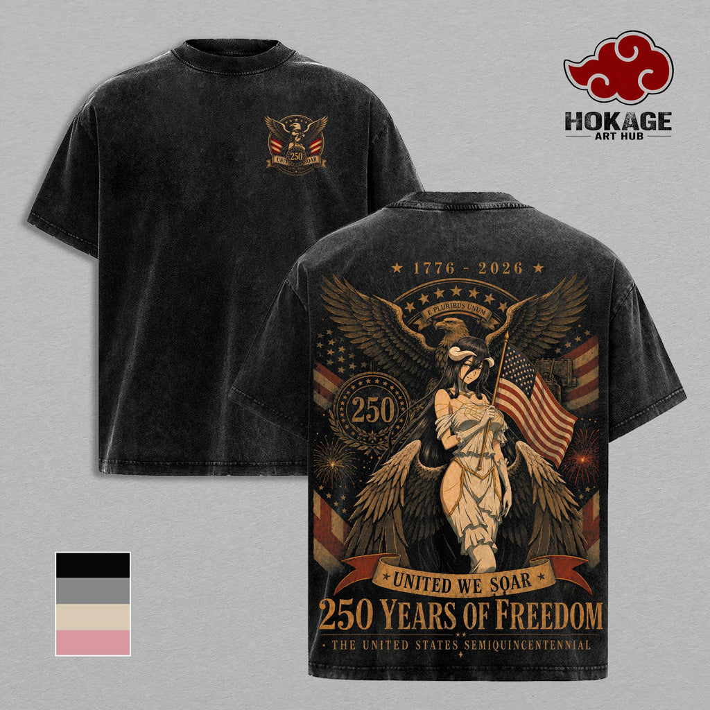 Albedo Overlord 250 Years Of Freedom Anime Vintage Washed Tee