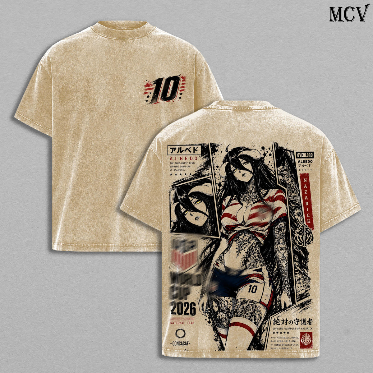Albedo Overlord American's World Football 2026 Anime Vintage Washed Tee