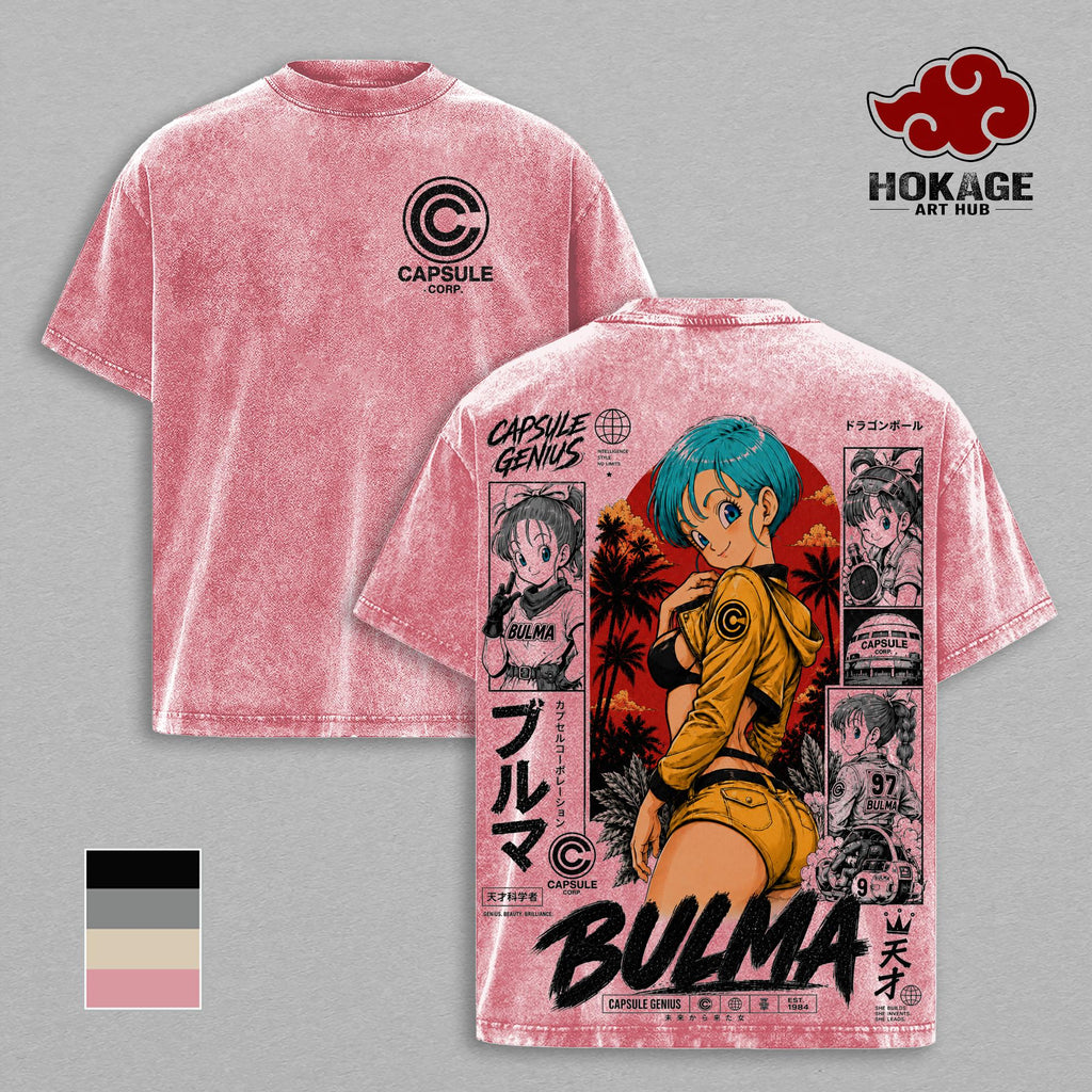 Bulma Capsule Corp DBZ Anime Vintage Washed Tee