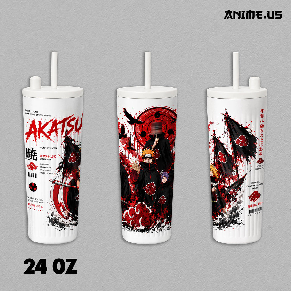 Akatsuki Crimson Cloud Anime Tumbler 17oz 24oz 30oz