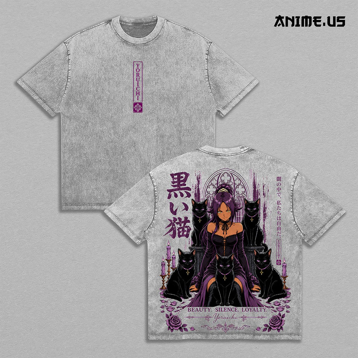 Yoruichi Shihouin Black Cat Queen Bleach Anime Vintage Washed Tee