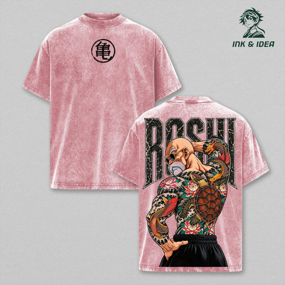 Master Roshi DBZ Turtle School Anime Vintage Washed Tee
