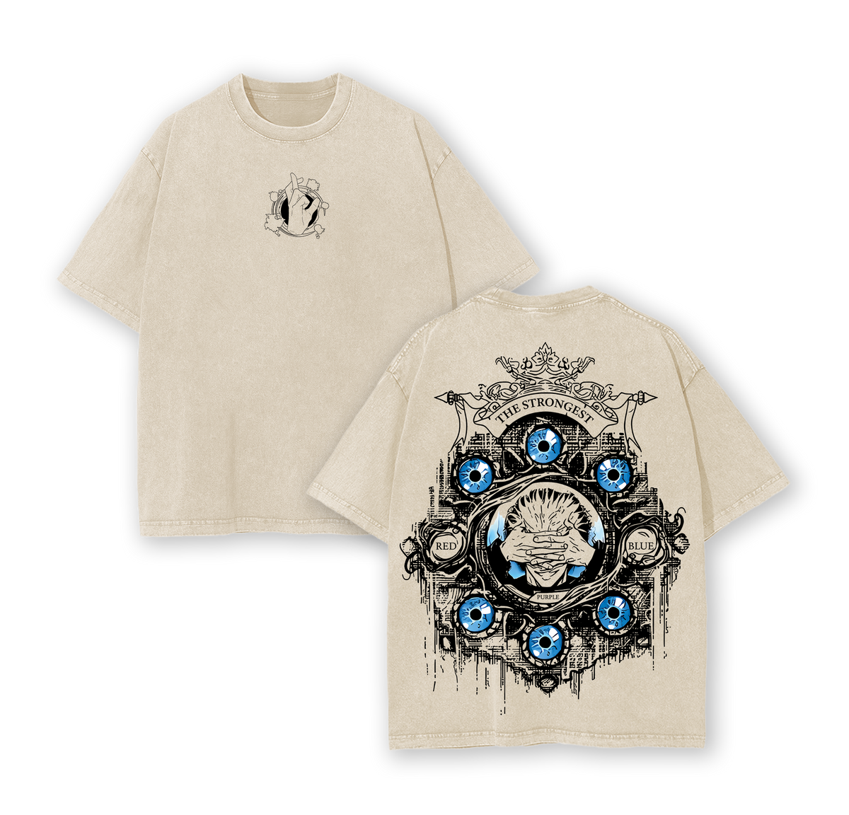 Gojo Satoru Six Eyes Jujutsu Kaisen Anime Vintage Washed Tee