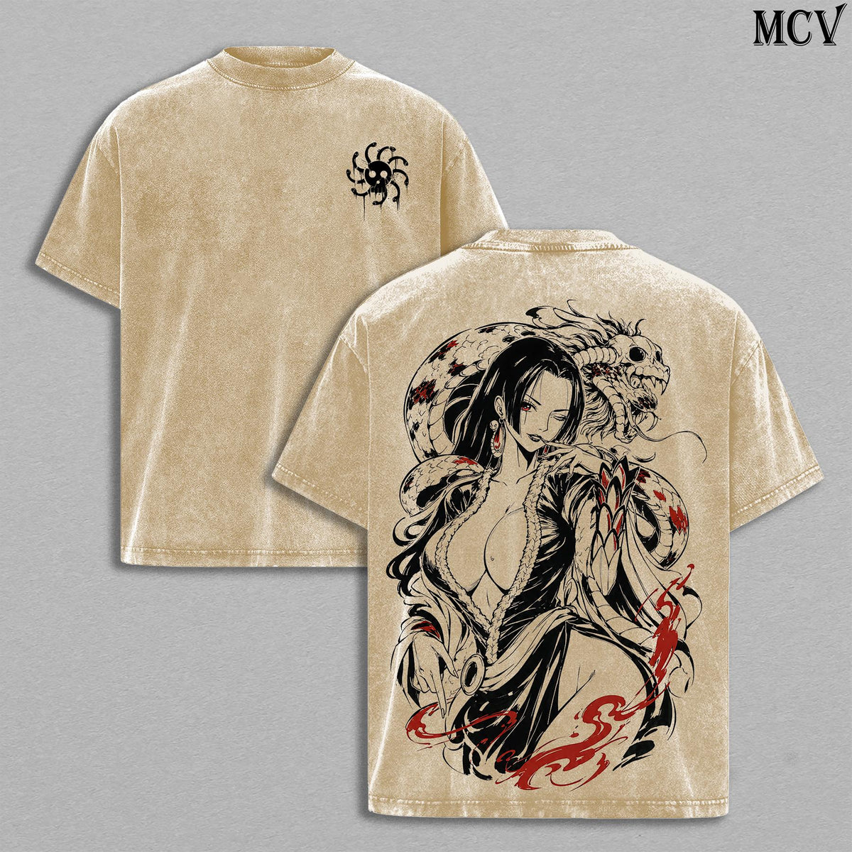 Boa Hancock One Piece'es Pirate Empress Anime Vintage Washed Tee