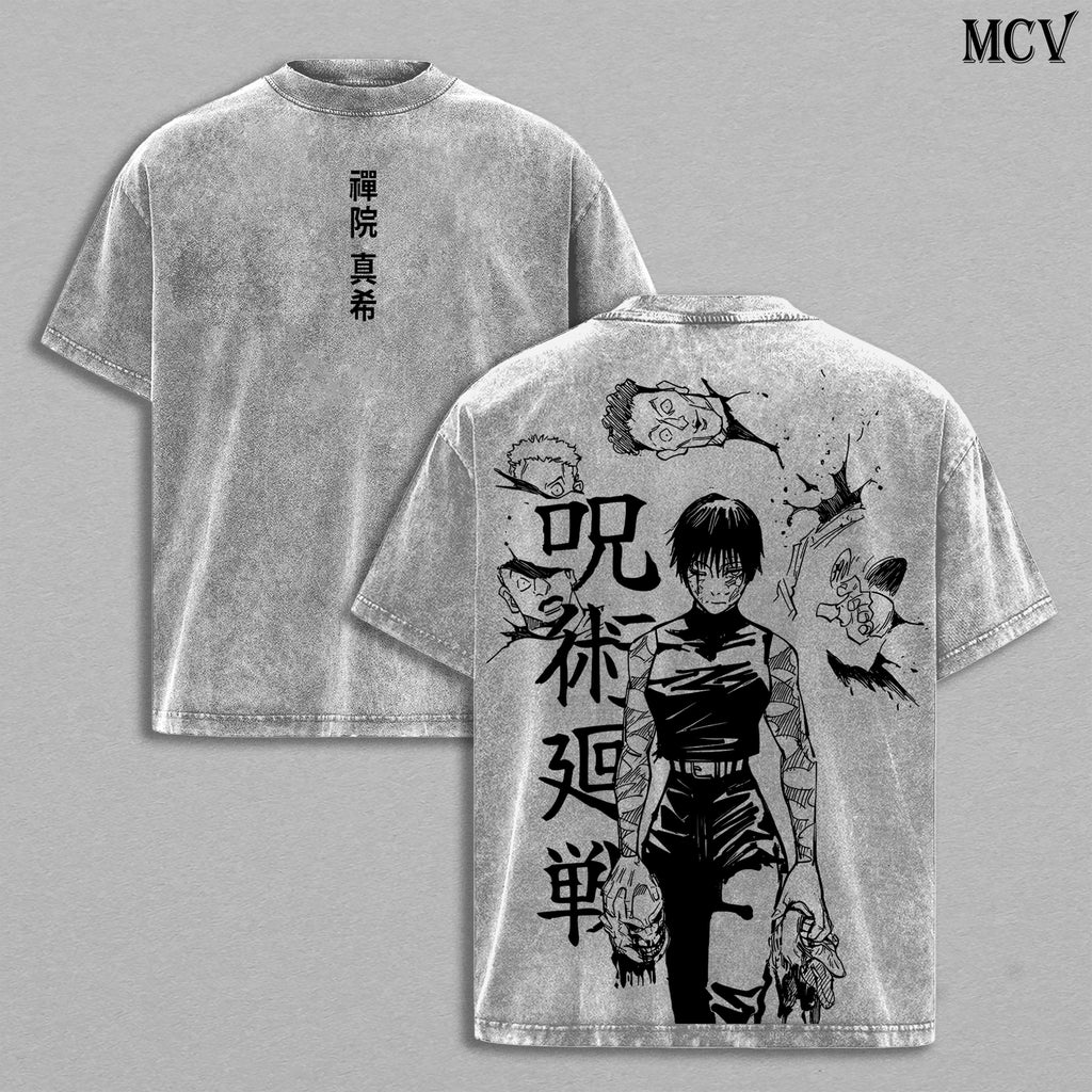 Maki Zenin Jujutsu Kaisen Dark Aesthetic Anime Vintage Washed Tee