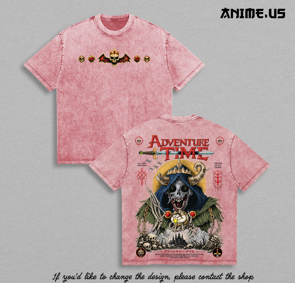 Adventure Time The Lich Vintage Washed Graphic T-Shirt | Dark Fantasy Heavy Metal Art Oversized Heavyweight Cotton Streetwear Dark Lord Skeleton Tee