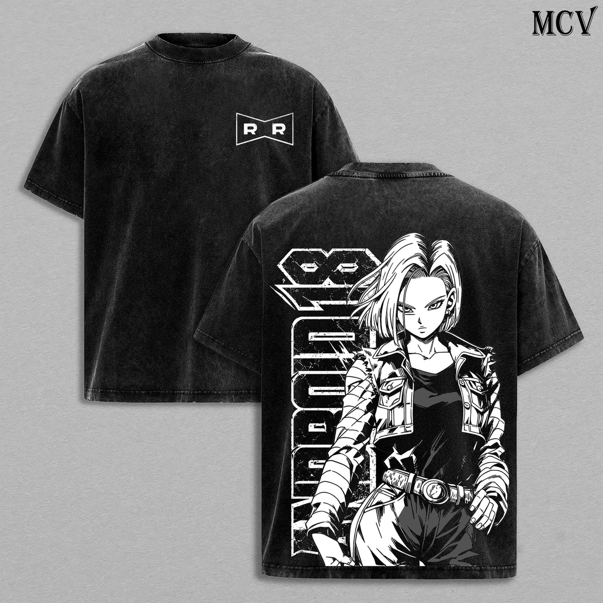 Android 18 DBZ Shirt Vintage Washed Tee | DBZ Anime Streetwear Graphic T-Shirt | Manga Oversized Shirt for Men Women