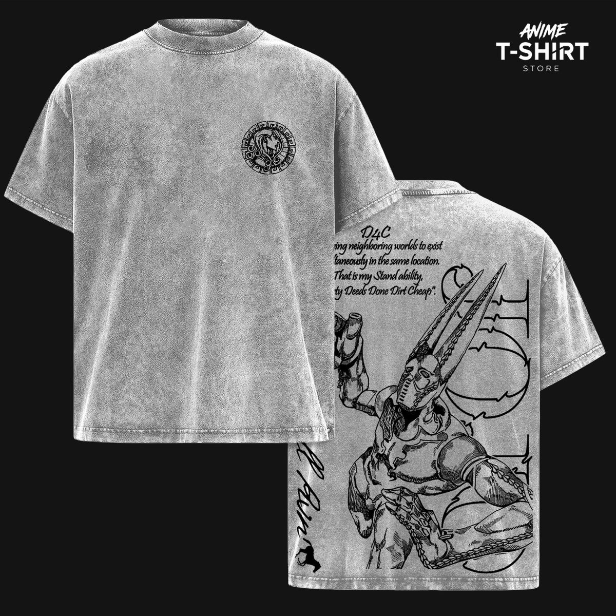 D4C T-Shirt JoJo’s Bizarre Adventure, President Valentine Graphic Tee, Steel Ball Run Anime T‑Shirt ,Retro Washed Cotton, Unisex Anime Streetwear