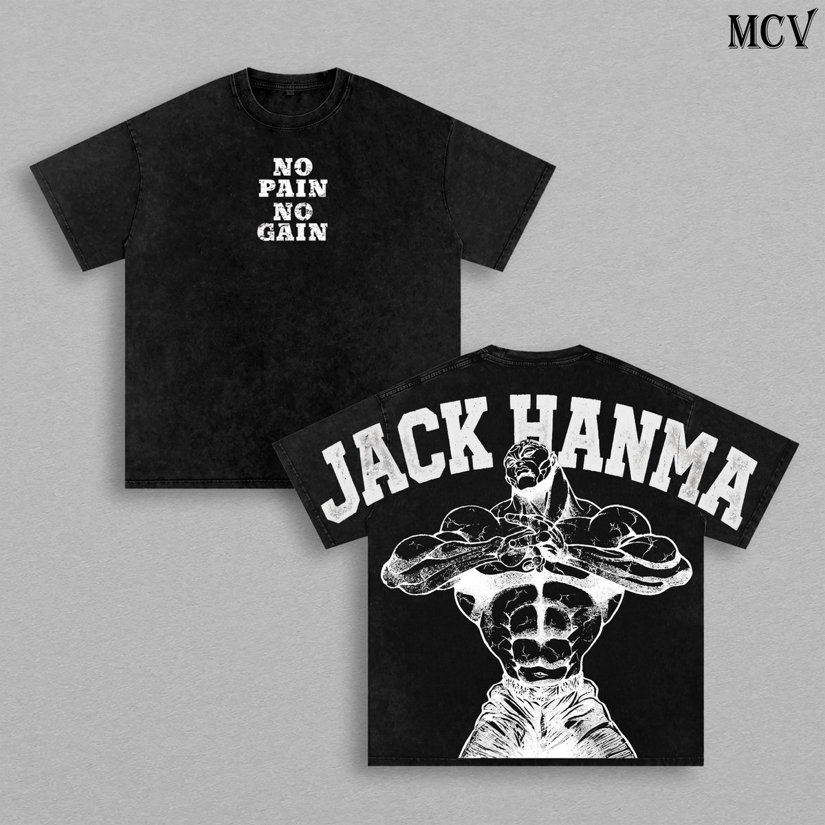 Jack Hanma Baki Gym Bite Style Anime Vintage Washed Tee