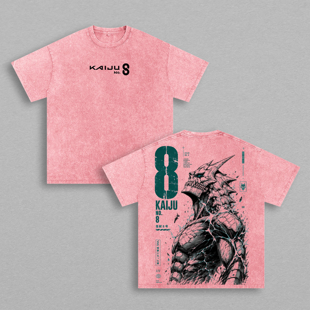 Kafka Hibino Kaiju No. 8 Washed Tee, Anime Graphic T-Shirt, Double Printed Manga Artwork, Heavy Cotton Unisex Oversized Vintage Streetwear Top