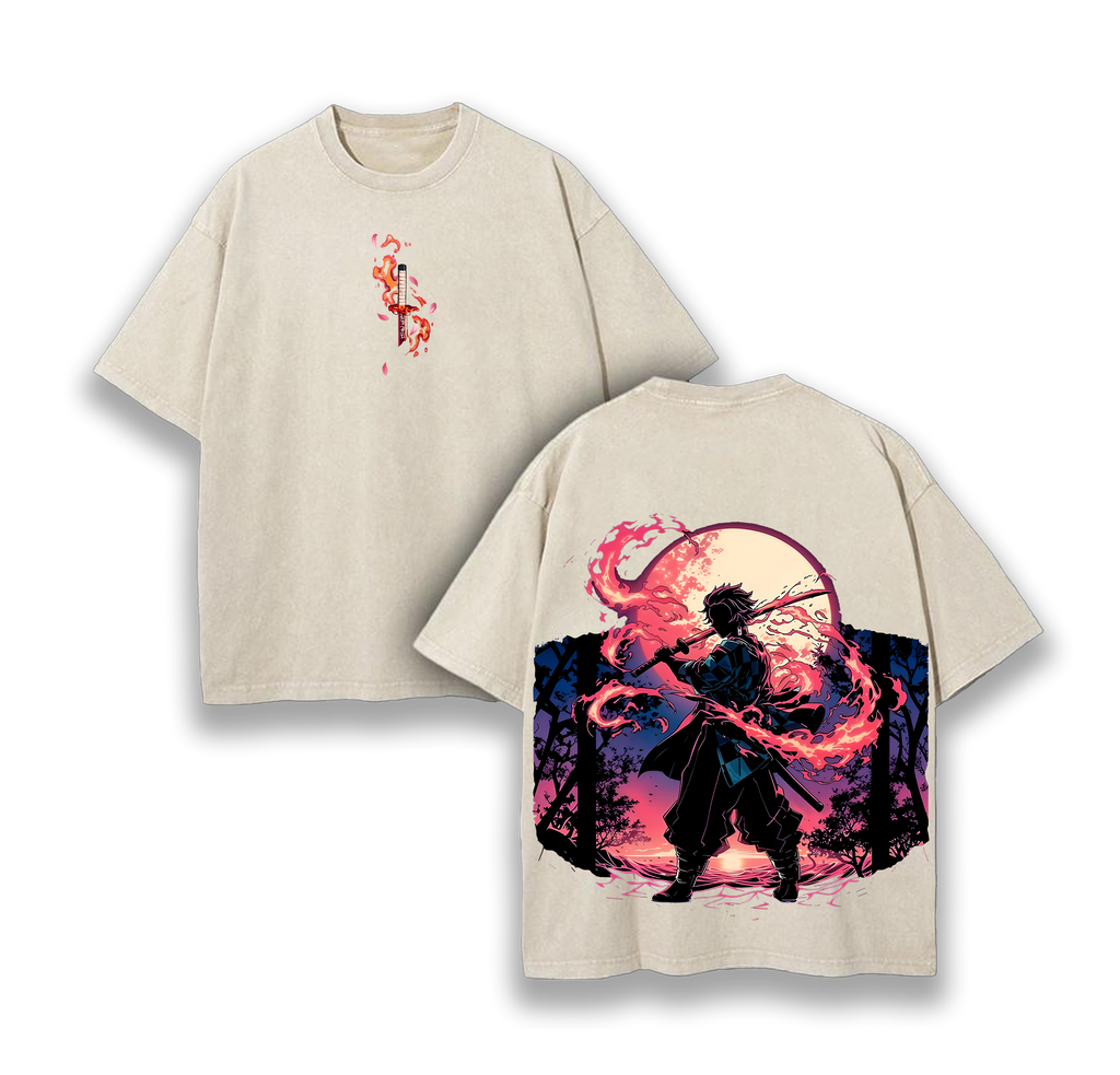 Tanjiro Demon Slayer Anime Washed T-Shirt