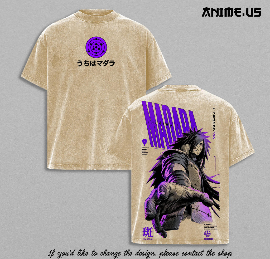 Madara Uchiha Master of the Rinnegan Naruto Anime Vintage Washed Oversized Graphic Tee Legendary Shinobi Streetwear Heavy Cotton Shirt