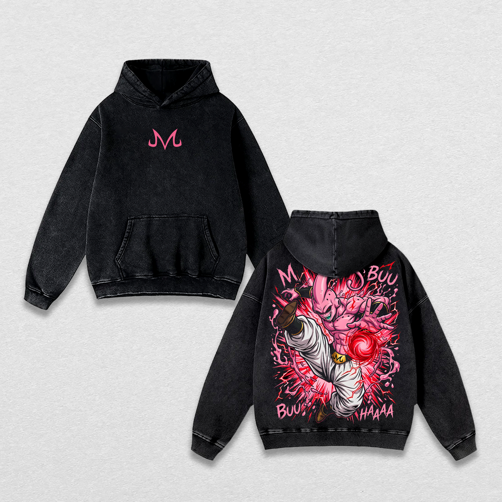 Majin Buu Monster Graphic T-Shirt - Vintage Washed Oversized Apparel