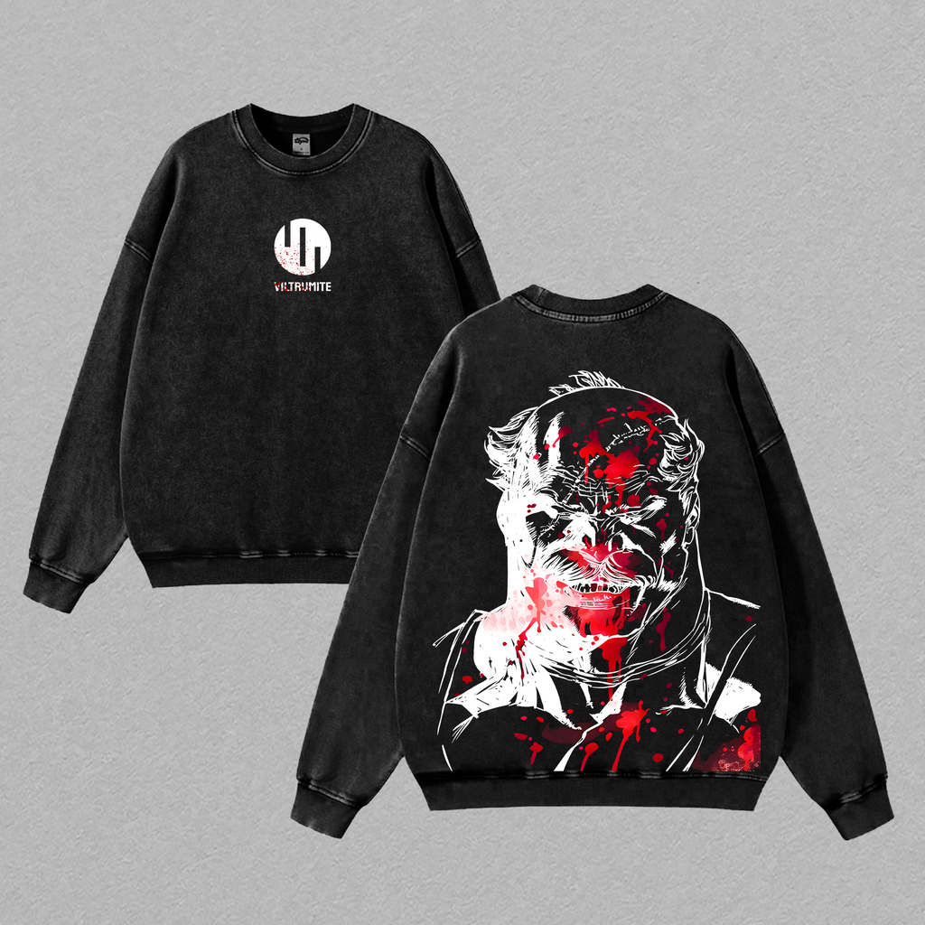 Conquest Invincible Anime Double Printed Vintage Washed Tee Unisex Oversize Heavyweight Cotton T-shirt for Anime Fans