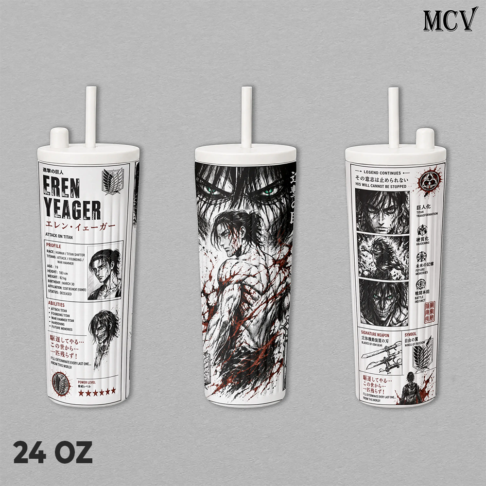 Eren Yeager Attack on Titan Anime Tumbler 17oz 24oz 30oz