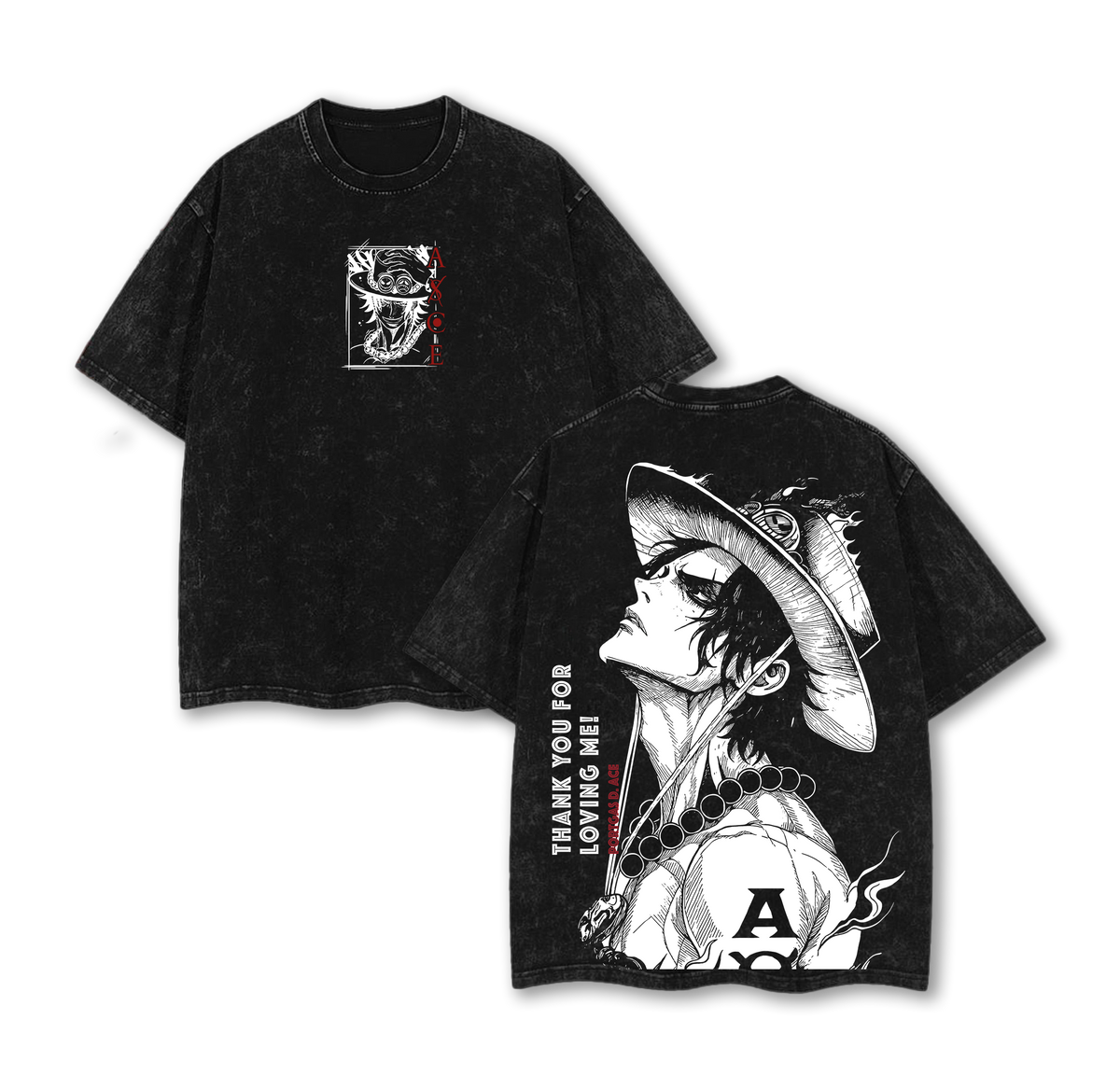 Portgas D. Ace - One Piece Vintage Washed Oversized Anime Tee