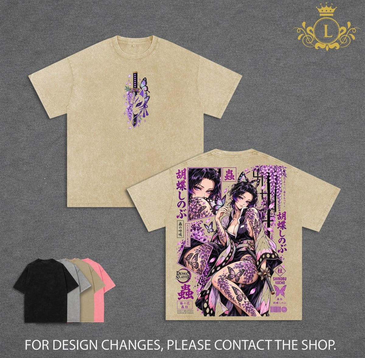 Limited Edition Shinobu Kocho Demon Slayer Anime Vintage Washed Tee