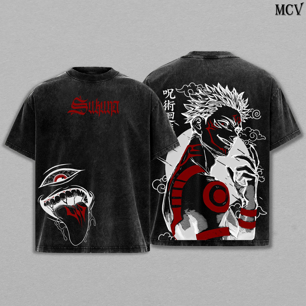 Sukuna Jujutsu Kaisen Culling Game Arc Anime Vintage Washed Tee