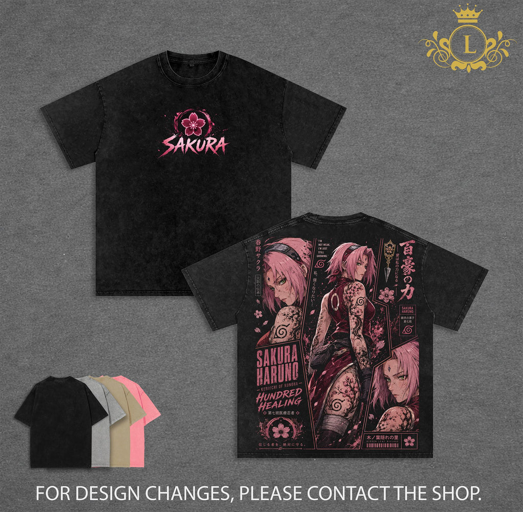 Sakura Haruno Naruto Anime Vintage Washed Tee