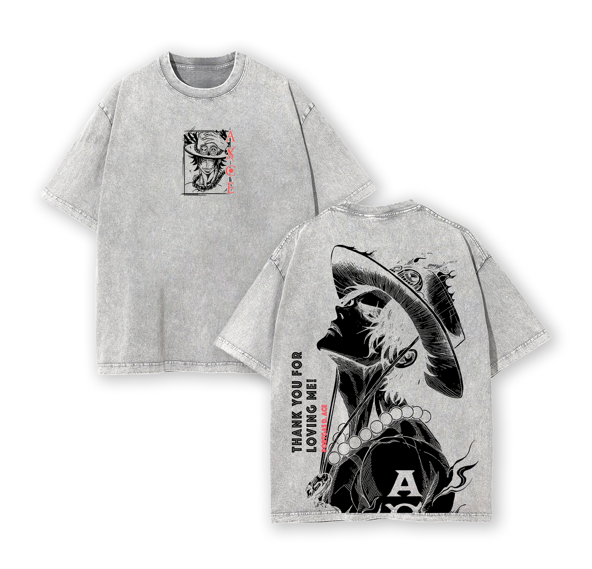 Portgas D. Ace - One Piece Vintage Washed Oversized Anime Tee