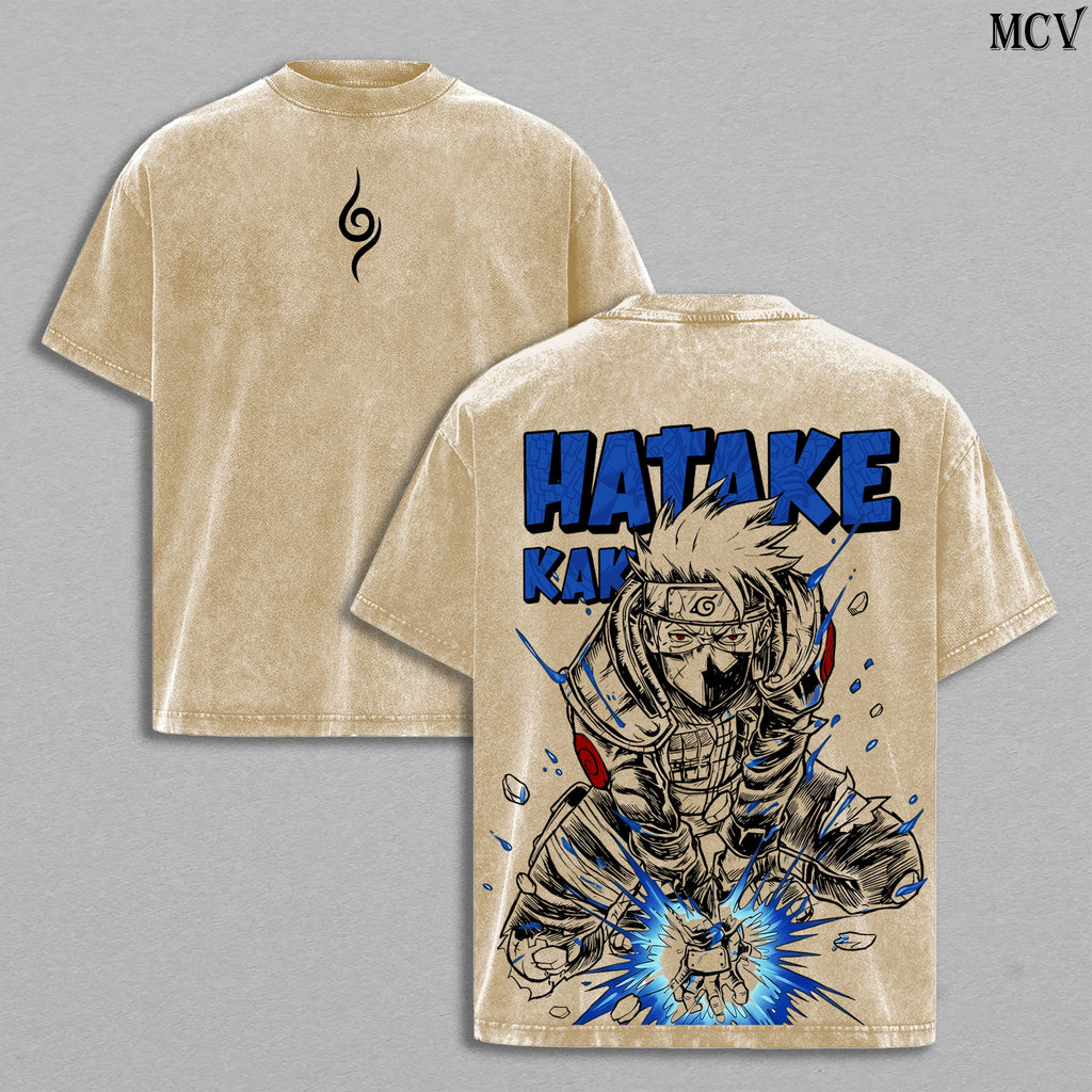 Kakashi Hatake Naruto Copy Ninja Anime Vintage Washed Tee