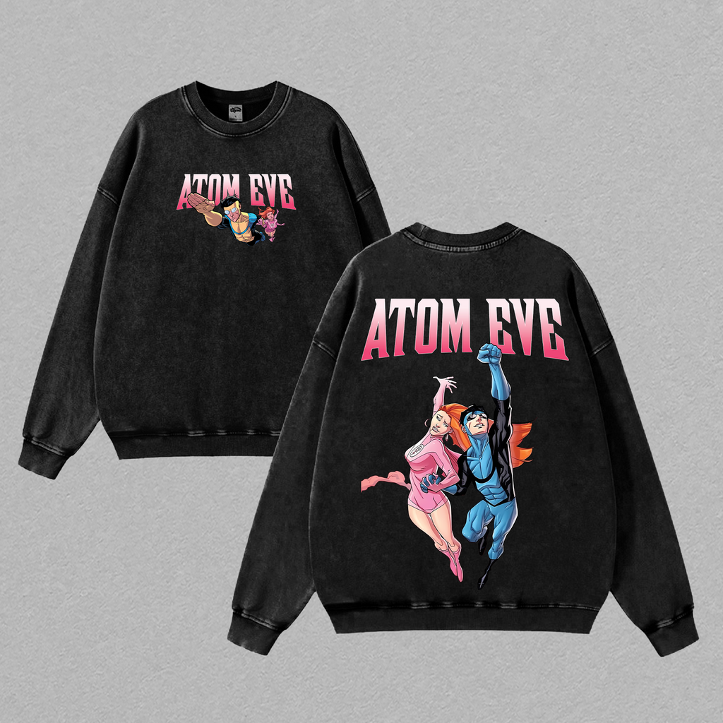Atome Eve x Mark Grayson Invincible War Comic Double Printed Oversize Lightweight Acid Washed Tee TV Series Graphic Tee T-Shirt
