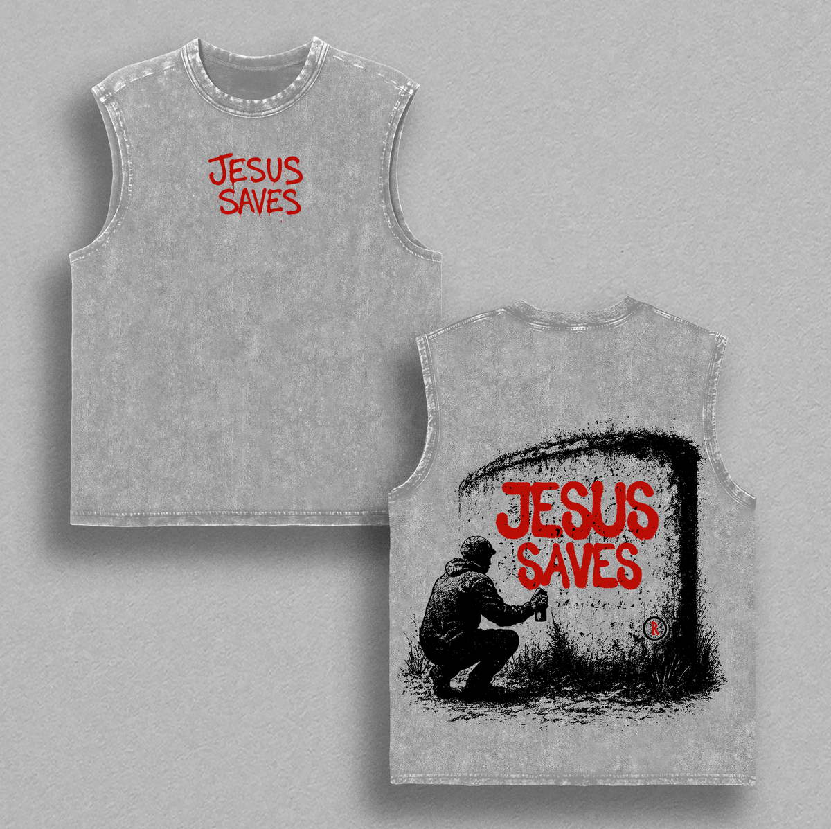 Jesus Saves Graffiti Christian Vintage Washed Tee