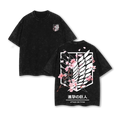 Attack On Titan Anime Unisex Tee | Wings Of Freedom AOT Shirts - Eren Acid Wash Shirt