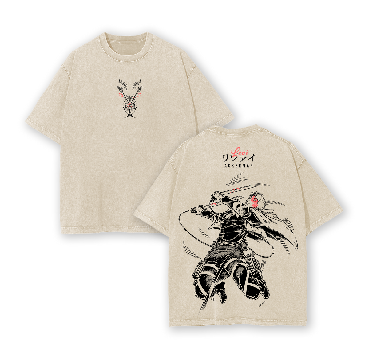 Levi Ackerman Attack on Titan Vintage Washed Oversized T-Shir