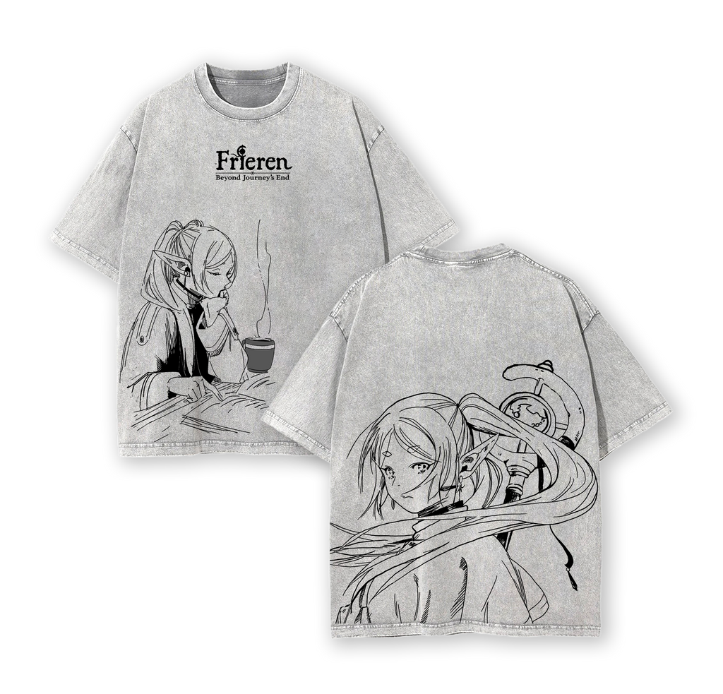 Frieren Eternal Farewell Washed Tee – Heavyweight Cotton T-Shirt