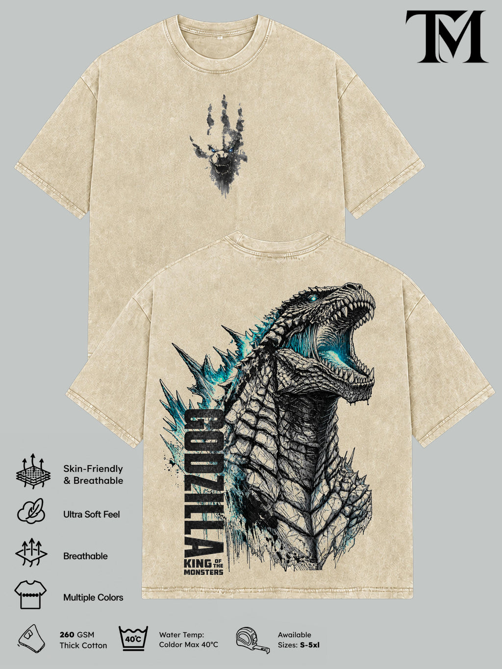 Godzilla Vintage Graphic T-Shirt, Kaiju Monster Movie Tee
