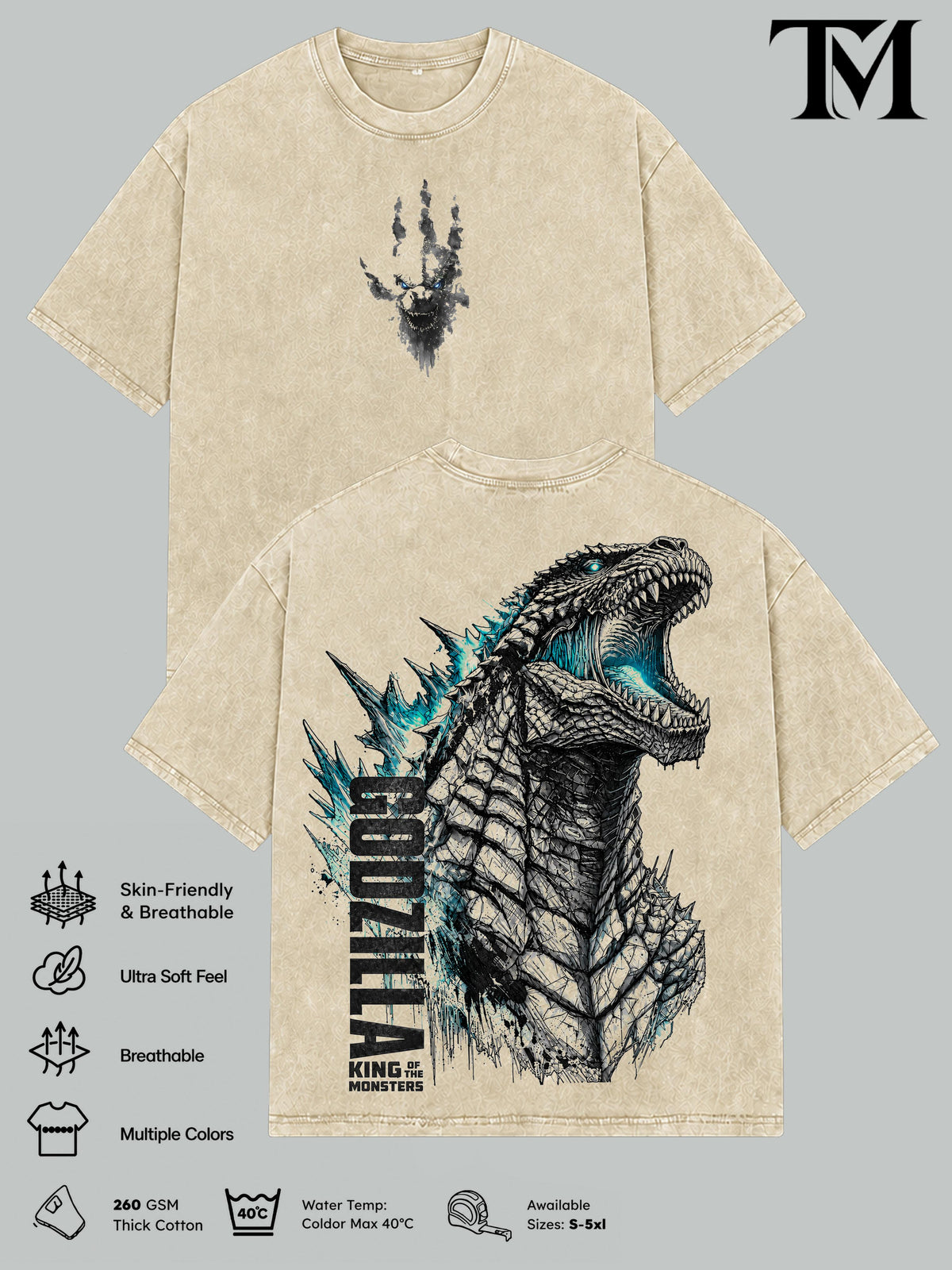 Godzilla Vintage Graphic T-Shirt, Kaiju Monster Movie Tee