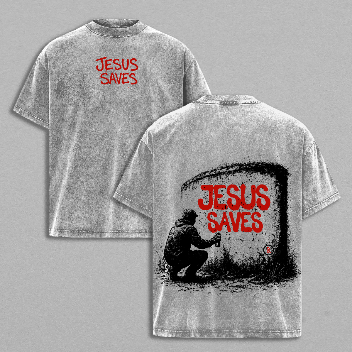 Jesus Saves Graffiti Christian Vintage Washed Tee