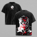 Conquest Invincible Anime Double Printed Vintage Washed Tee Unisex Oversize Heavyweight Cotton T-shirt for Anime Fans
